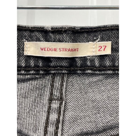Levis Wedgie Straight Jean Size 27 Button Fly High Waist Black Wash Cotton Retro - Picture 5 of 11